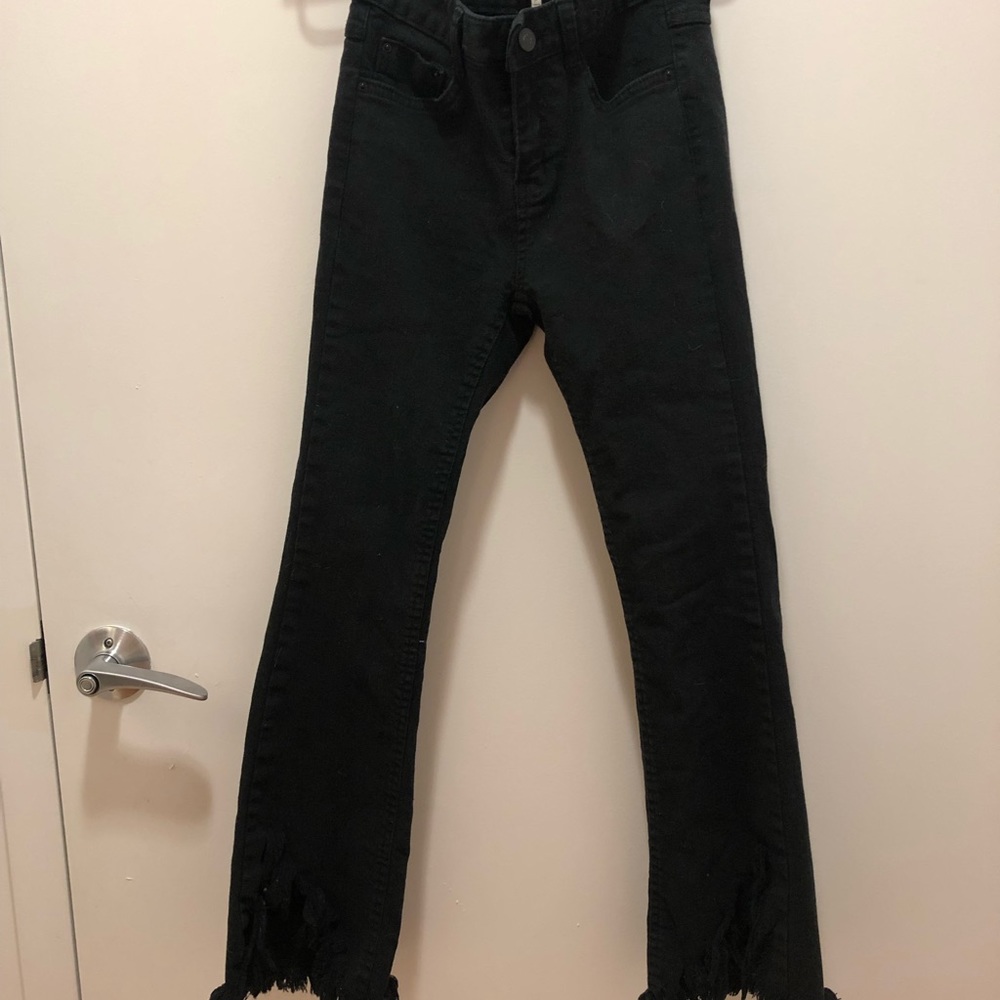 Black Cropped flared Jeans Oak + Fort